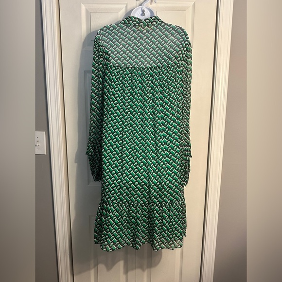 Heidi Print Long Sleeve Shift Dress Diane Von Furstenberg Size Large. Green. - Picture 6 of 16